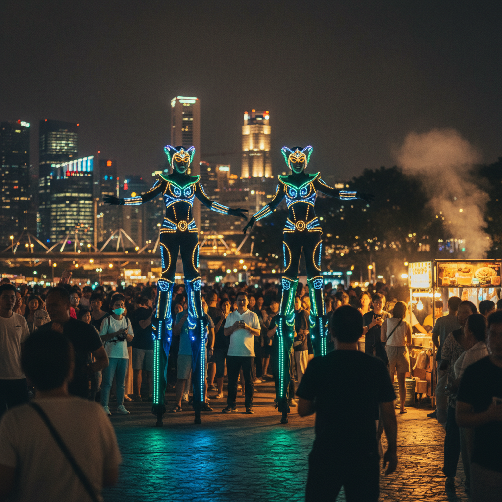 Booking Stilt Walkers and LED Acts for Festive Events in Singapore