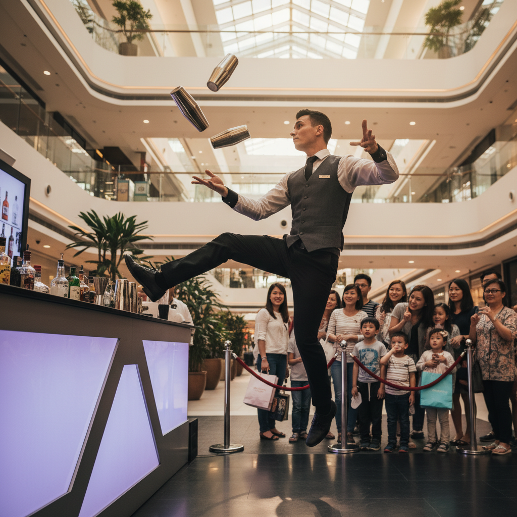 Booking Flair Bartenders for Brand Activations at Singapore Malls