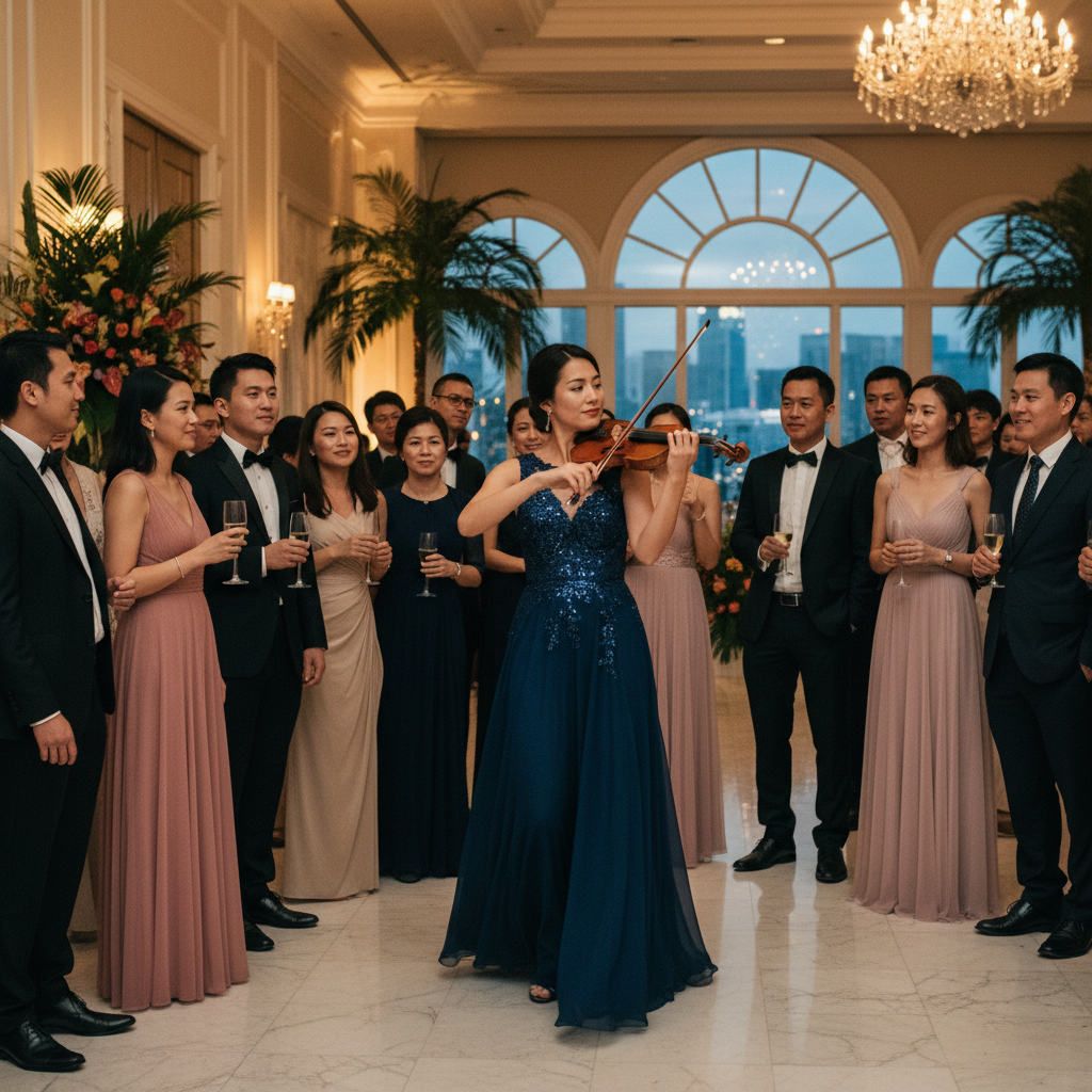 Choosing Between Roving & Staged Violinists for Singapore Events