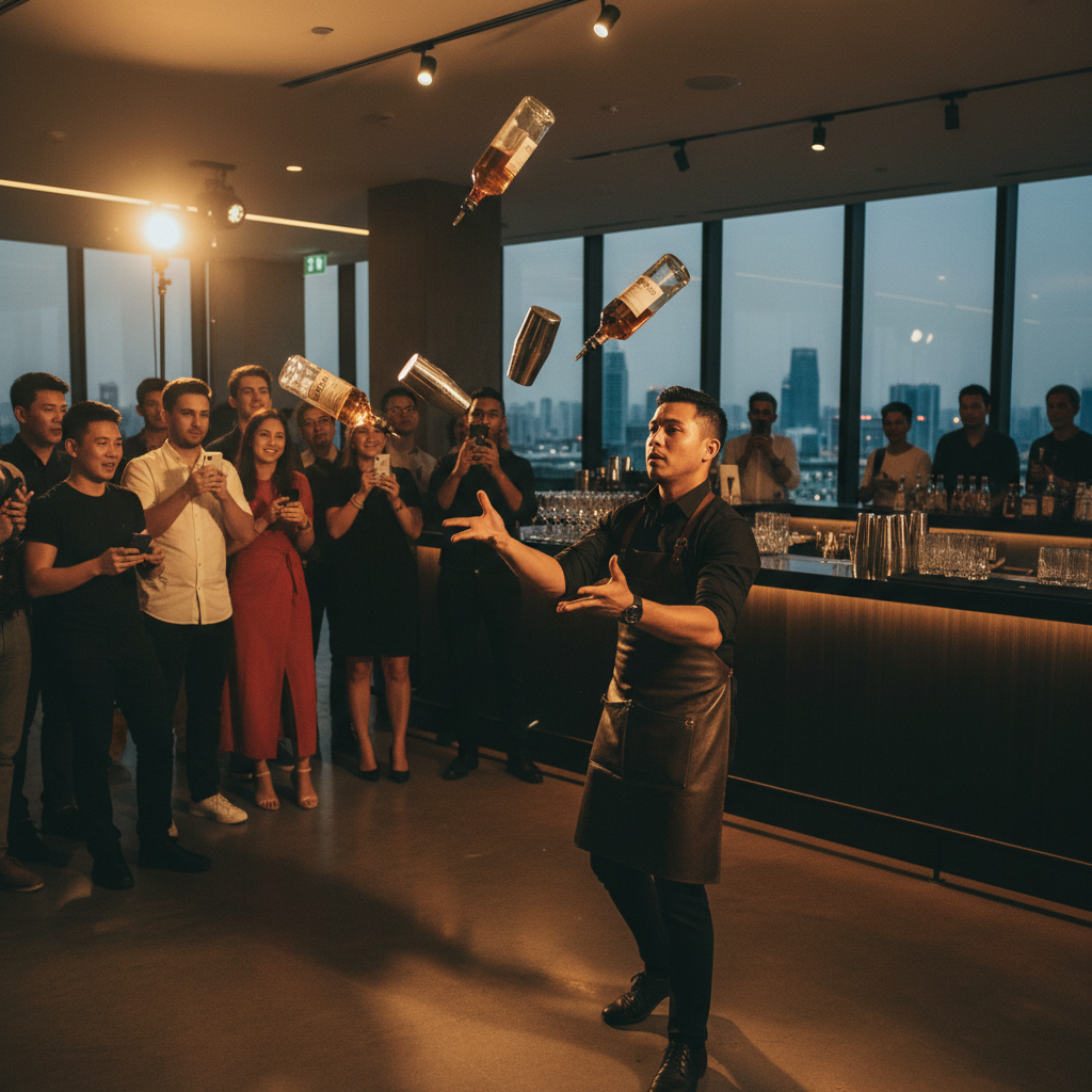 Choosing Between Roving and Staged Flair Bartenders for Events in Singapore